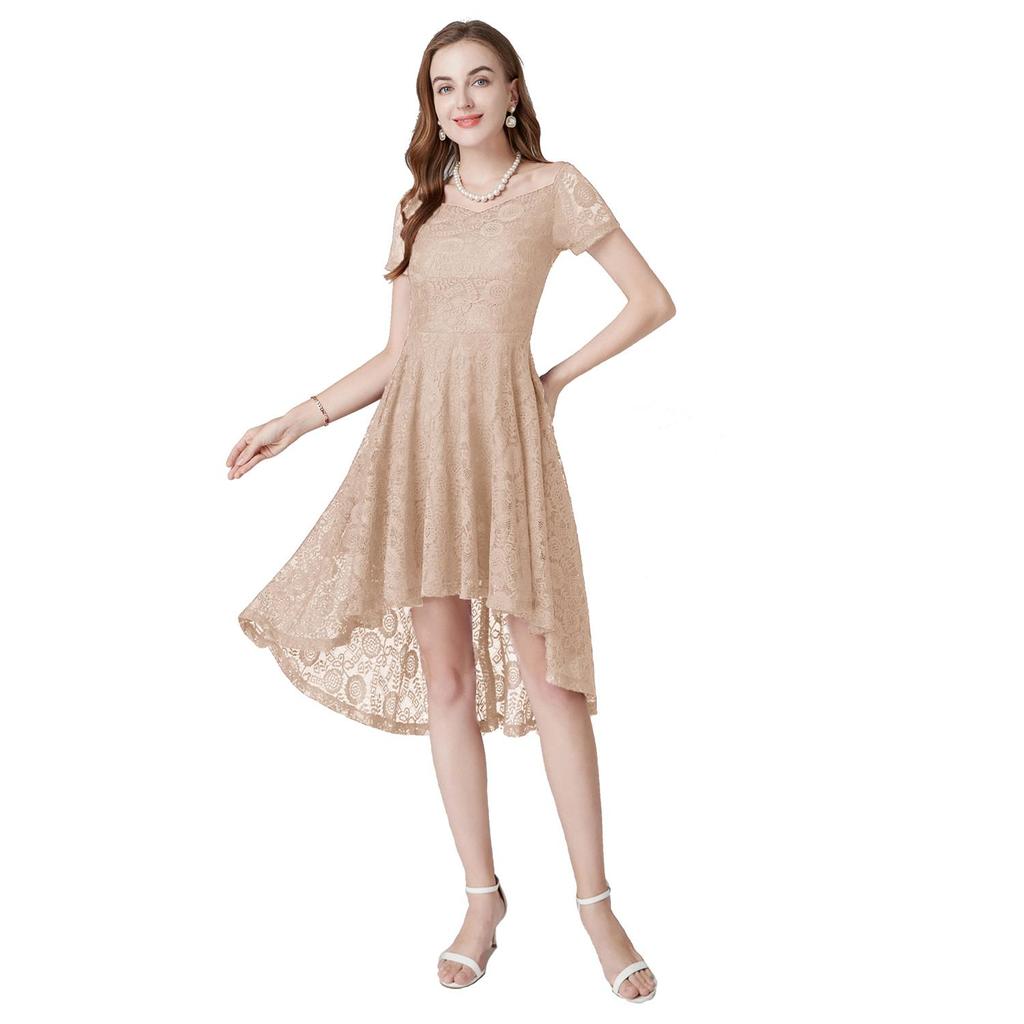 Женское вечернее платье миди, кружевное платье с вырезом в форме сердца, высокие и низкие подолы, ретро-платья, бальное платье для выпускного вечера, свадебные наряды подружки невесты