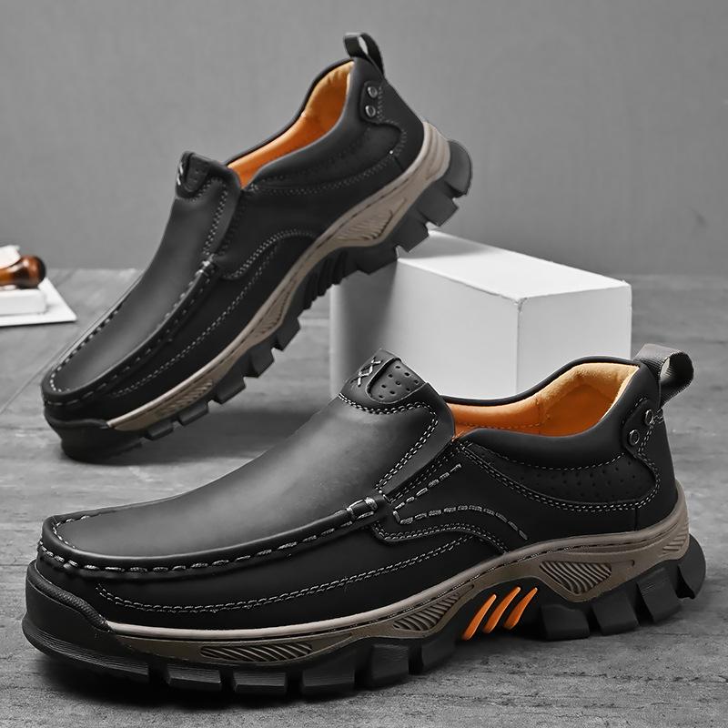 Кожаные мокасины в стиле ретро, мужская удобная повседневная обувь, дышащая мужская обувь для вождения, мокасины, обувь для путешествий, скалолазания, кемпинга