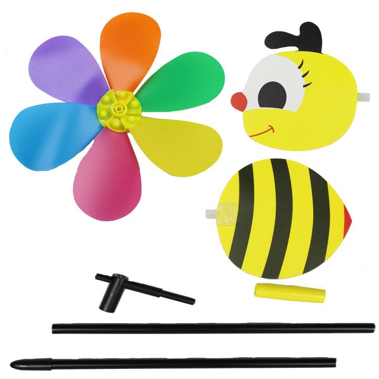 Three-Dimensional Bee and Goldfish Cartoon Windmill with Sequins - Hot Item