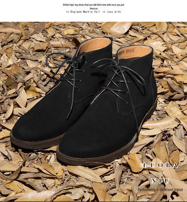 Мужские зимние ботинки-пустынники из матовой кожи средней высоты в британском стиле