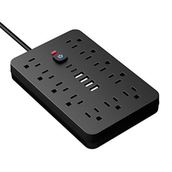 Сетевой фильтр 17-в-1 с 11 розетками, 6 портами USB, защита от перегрузки, ультратонкий