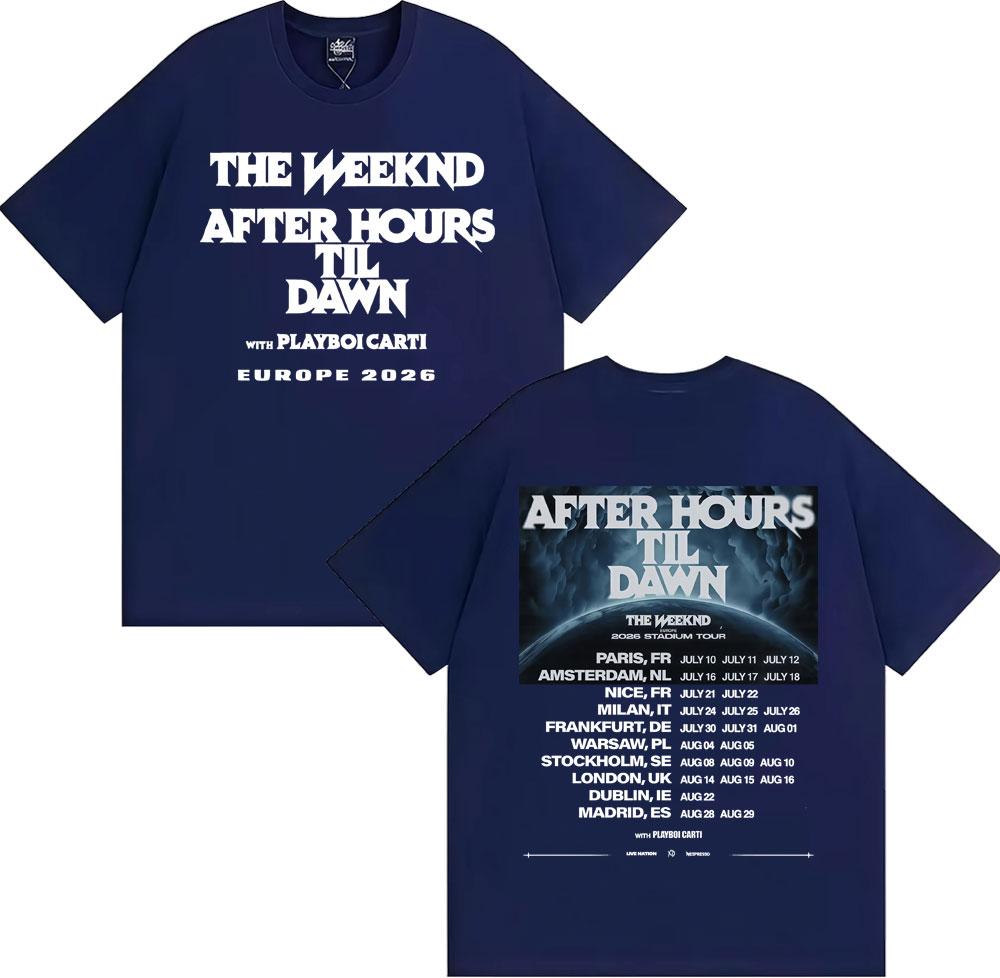 The Weeknd After Hours Til Dawn Европа 2026 Стадионный тур Футболки Унисекс Женская Мода Хип-хоп Хлопковые Футболки Уличная одежда