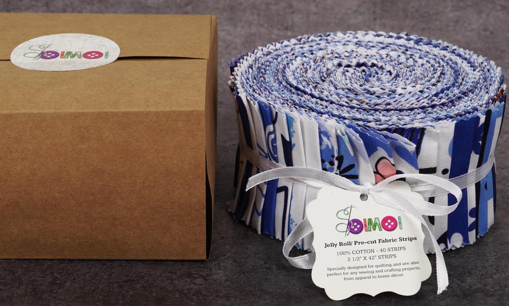 Soimoi 40Pcs Baby Boy Print Cotton Precut Fabrics For Quilting Craft Strips 2.5x42inches Jelly Roll - Medium