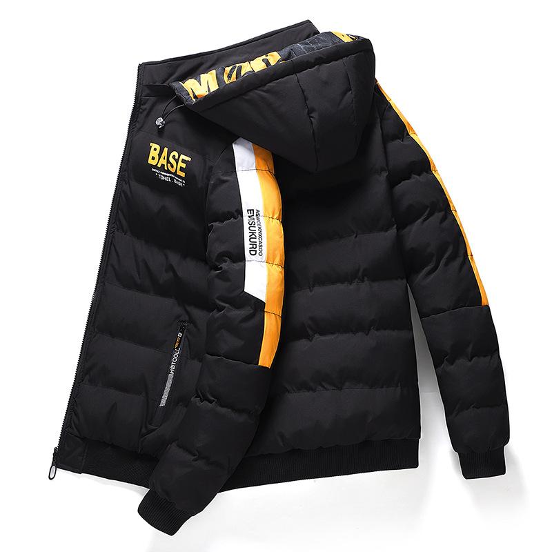Men Autumn Winter Cotton Jacket Warm Comfortable Padded Thickened Down Jacket Double-Sided Clothes Removable Cap