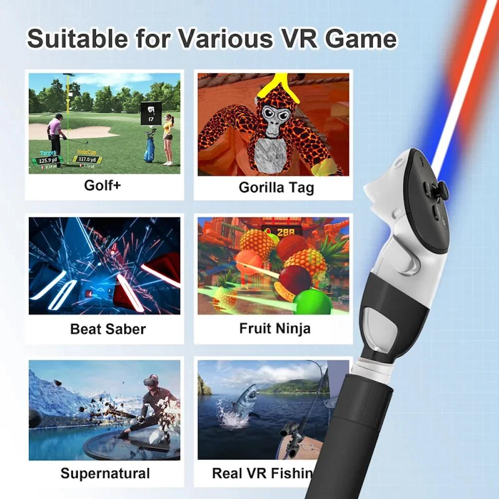 Удлинительная ручка для Meta Quest 3, аксессуары для контроллера VR, удлинительная штанга, ручки для светового меча для Meta Quest3