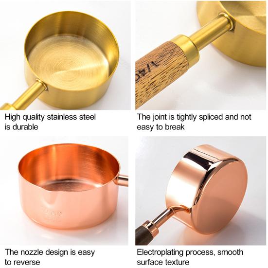 4 шт. мерная ложка с деревянной ручкой пищевой класс без BPA полированная поверхность многоразовый мерный стаканчик набор инструментов для приготовления пищи