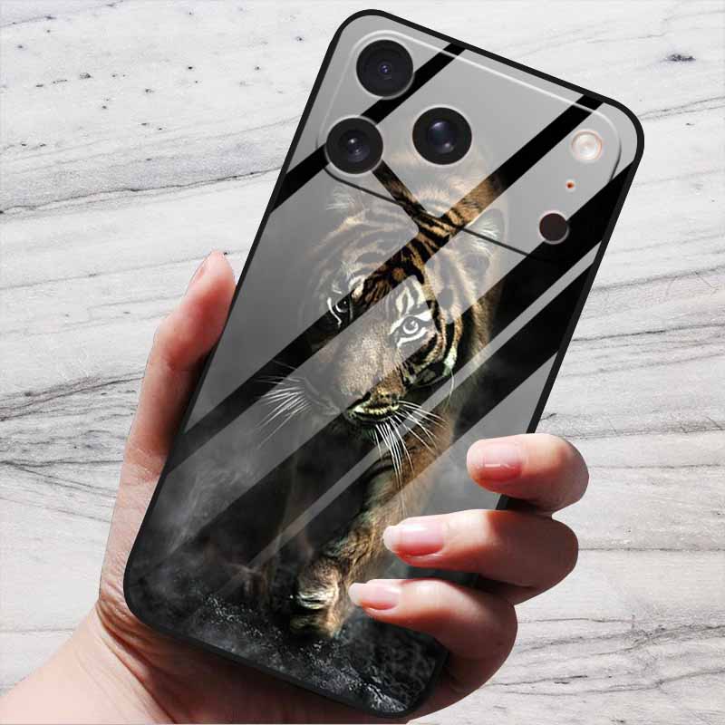 Cartoon Patterns Case For iPhone 17 Pro Plus Capa 17 Pro Max Bumper Luxury Tempered Glass Hard Back Cover iPhone17 Air Funda