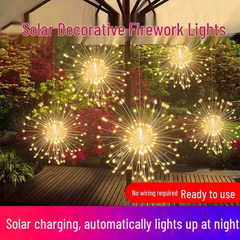 LED Starry Sky Firework Lights - Waterproof Outdoor Hanging Decorative String for Lawn & Courtyard.