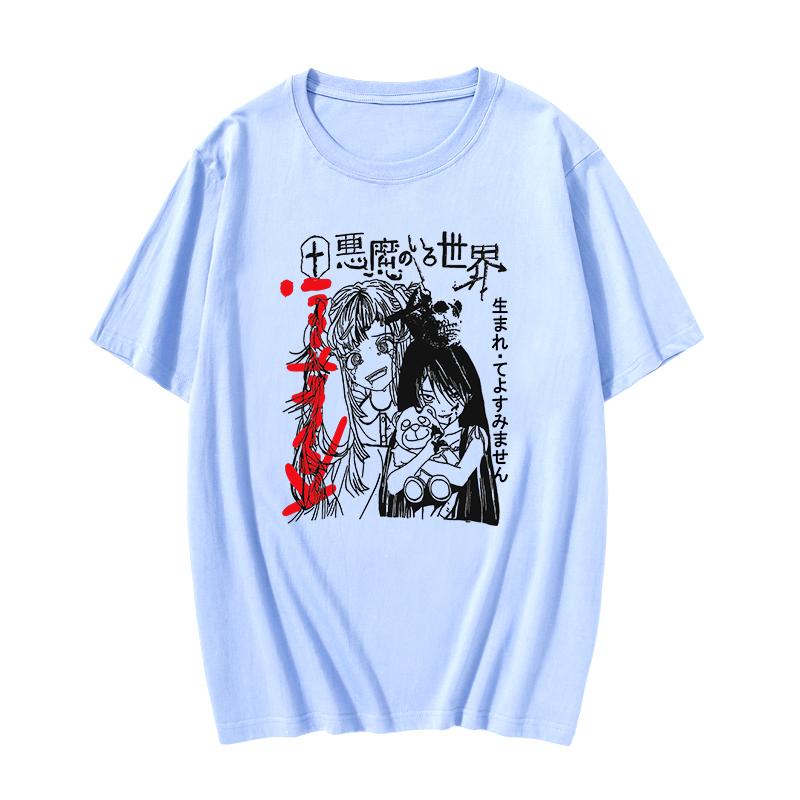 Japanese Demon Anime Punk Goth T Shirt Loose Streetwear Harajuku Summer Fashion Female Casual Aesthetic Cartoon