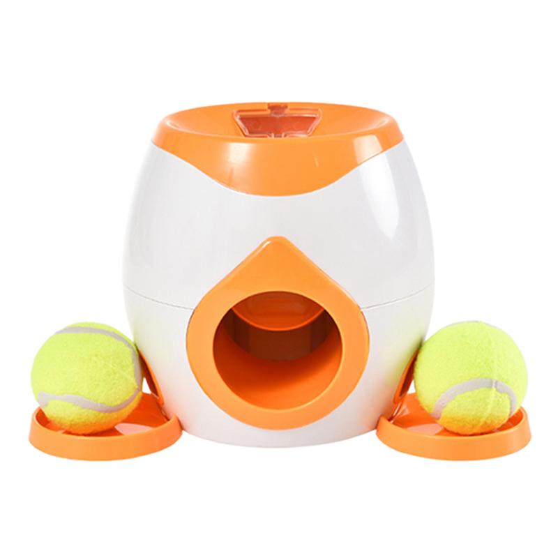 Dog Pet Toys 2 In 1 Tennis Launcher Automatic Throwing Machine Pet Ball Throw Device Interactive Pet Feeder Toy For Dogs