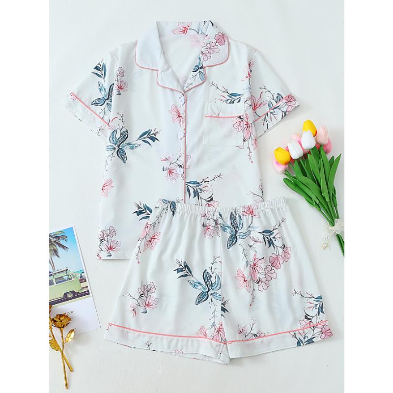 Летний женский топ с короткими рукавами и шорты, комплект из 2 предметов, пижама женская, модная, повседневная, свободная, с бантом, кардиган, пижама, комплект