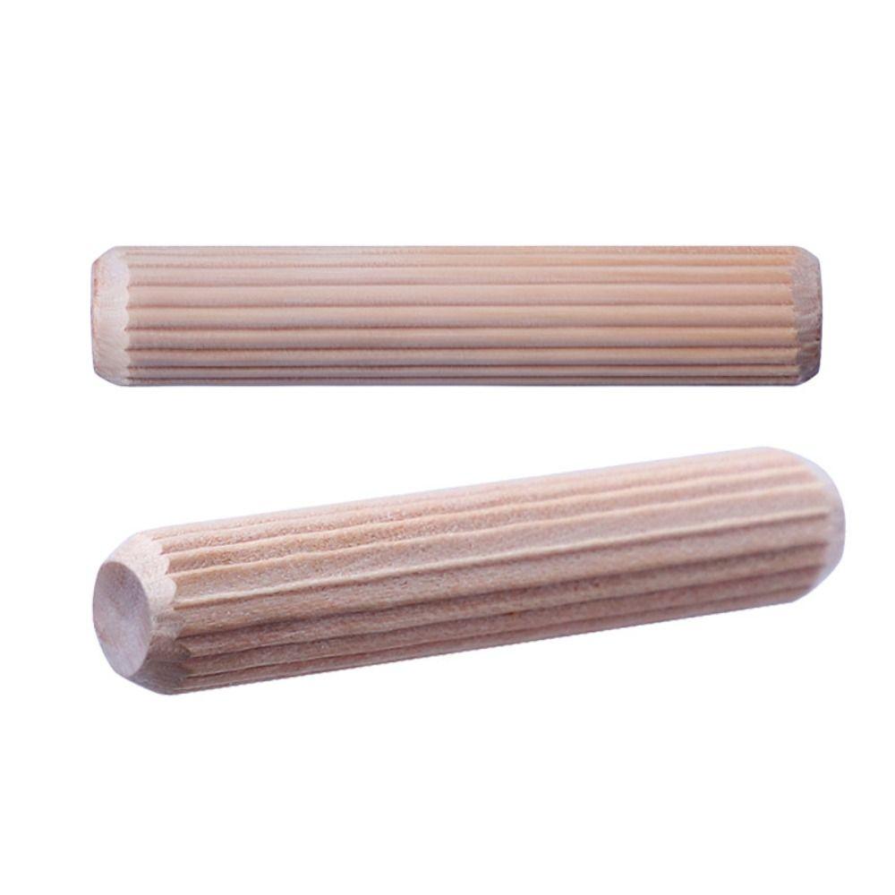 100Pcs Woodworking Chamfered Wooden Dowel Pins Wood Carvings Bed Drawers Round Grooved Plugs
