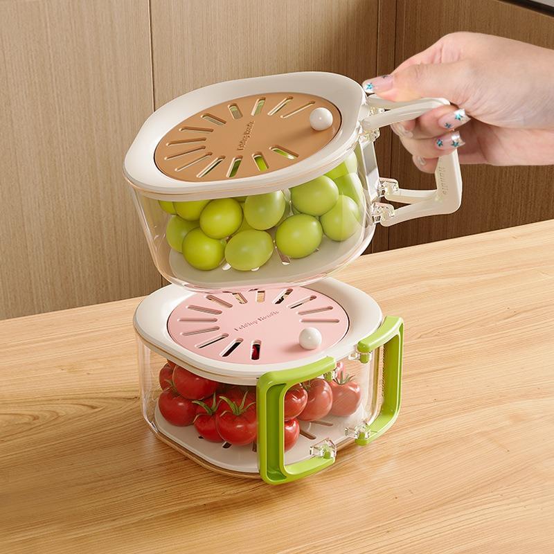 2-in-1 Thickened De Washed Vegetable Basket with Lid and Drain Basket