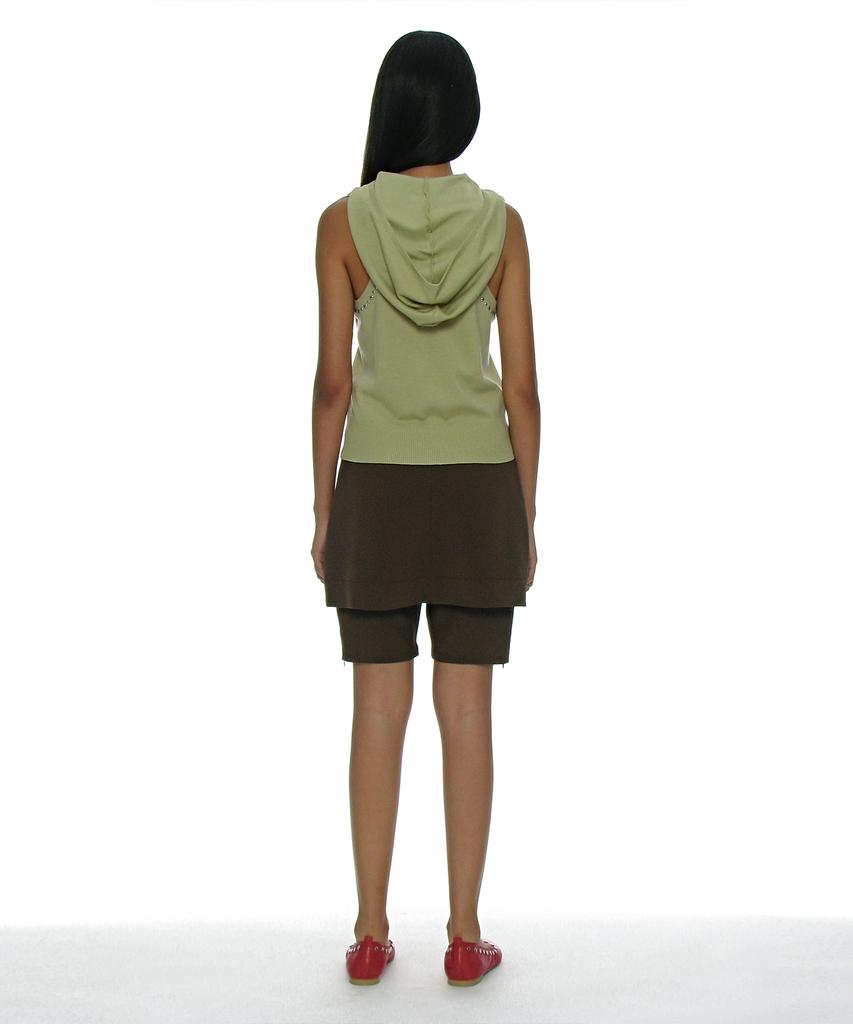 PARTIMENTO WOMEN Studded Hoodie Knit Top_Yellow Green