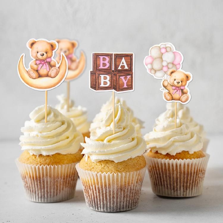 12 шт. Мультяшные топперы для кексов в форме мишек, украшение для верхушки торта на День Рождения, Свадебный торт, Вечеринка, Десерты, Витрина для десертов