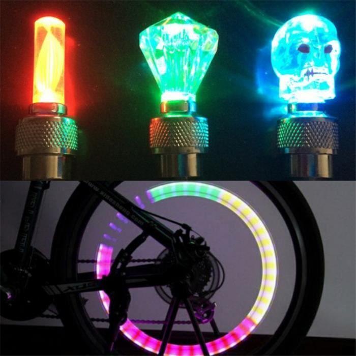 BICYCLE ACCESSORIES,001 Green--Neon LED Wheel Valve Caps for Bicycle, 2 Pieces, Car Light, Bicycle Accessories,