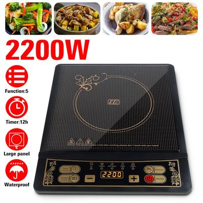Электрическая индукционная плита 2200 Вт, водостойкая плита для приготовления пищи, интеллектуальная плита-кастрюля, варочная панель, горелка