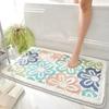 VIKAMA | Fresh Floral Imitation Cashmere Rug - Non-Slip, Absorbent Bathroom Mat/Living Room Doormat/Multi-Purpose Foot Mat
