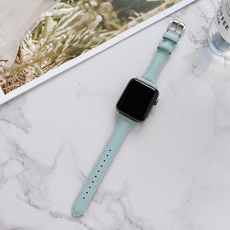 Apple Watch Plain Weave Тонкий Пояс с Прошивкой для Серий 5-10, Кожаный Ремешок iWatch S10