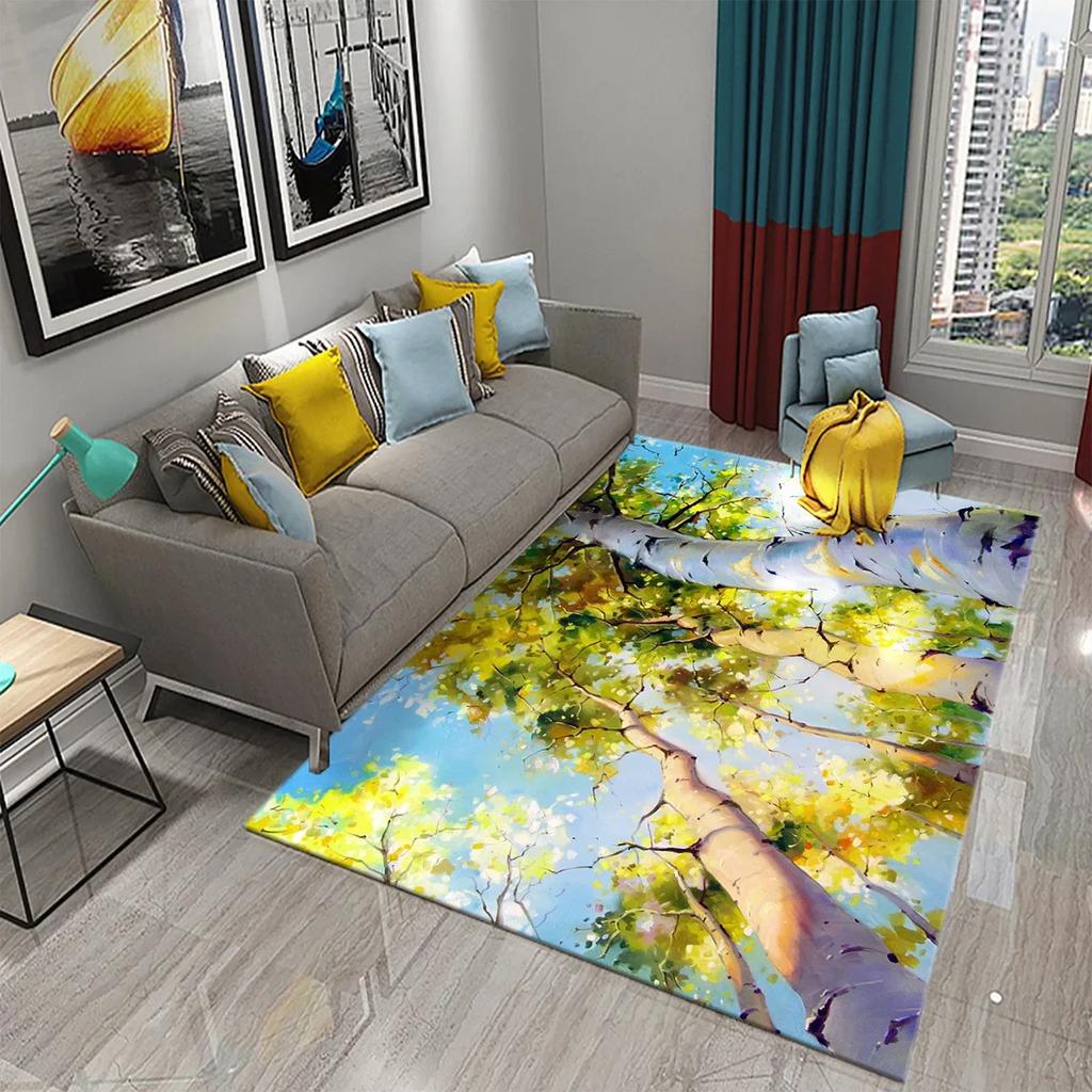 Ковер с рисунком масляной живописи дерева, придверные коврики, коврики, кухонный ковер, коврик для ванной комнаты, нескользящий ковер, декор для гостиной, спальни, коврик для пола