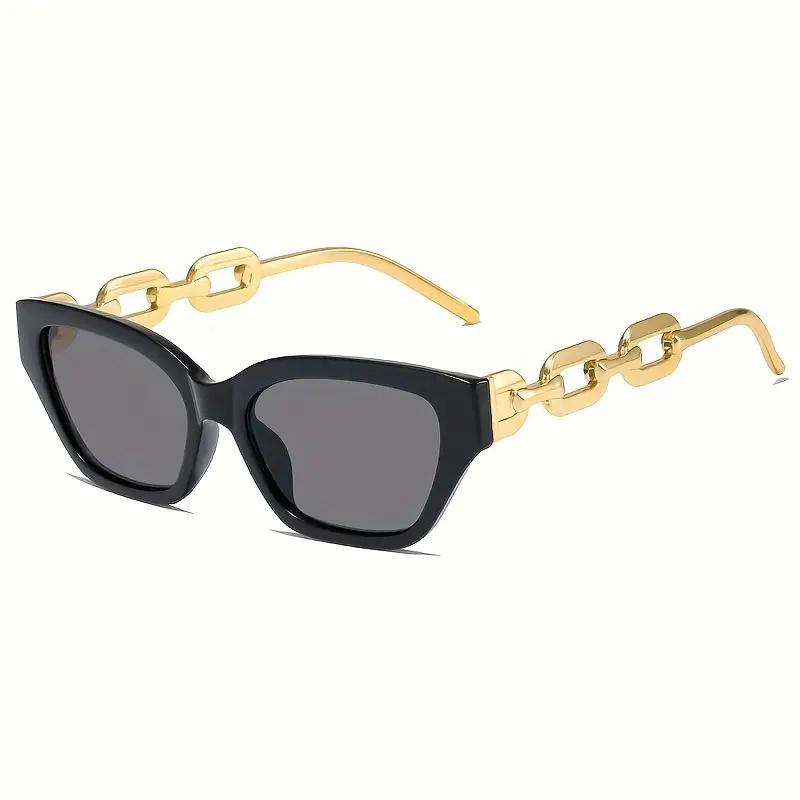 Смелые Зеркальные Солнцезащитные Очки Cat Eye с Подвеской-Цепочкой для Летних Пляжных Вечеринок