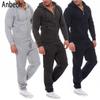 Men's Autumn/Winter Hooded Sweatshirt Casual Sports Jacket & Trousers Set