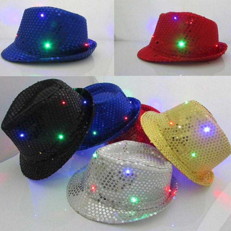 Led Light Up Jazz Hat Cowboy Hat Stage Performance Party Accessory With Replaceable Battery And Long Working Time