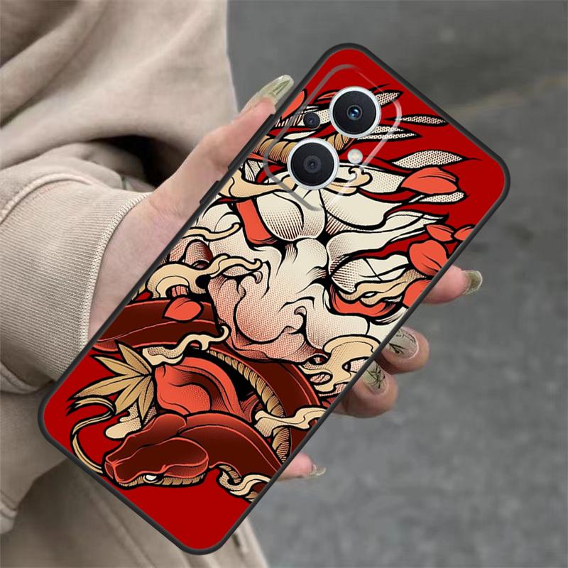 Японский чехол-маска Хання Они для OPPO Reno 8T 13F 14F 12F 11F 10 12 13 14 Pro 7 8 Lite OPPO Find X8 X6 X9 Pro