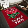 England Rugby Rose Emblem Non-slip Rug Suitable for Living Room and Bedroom Sofas.