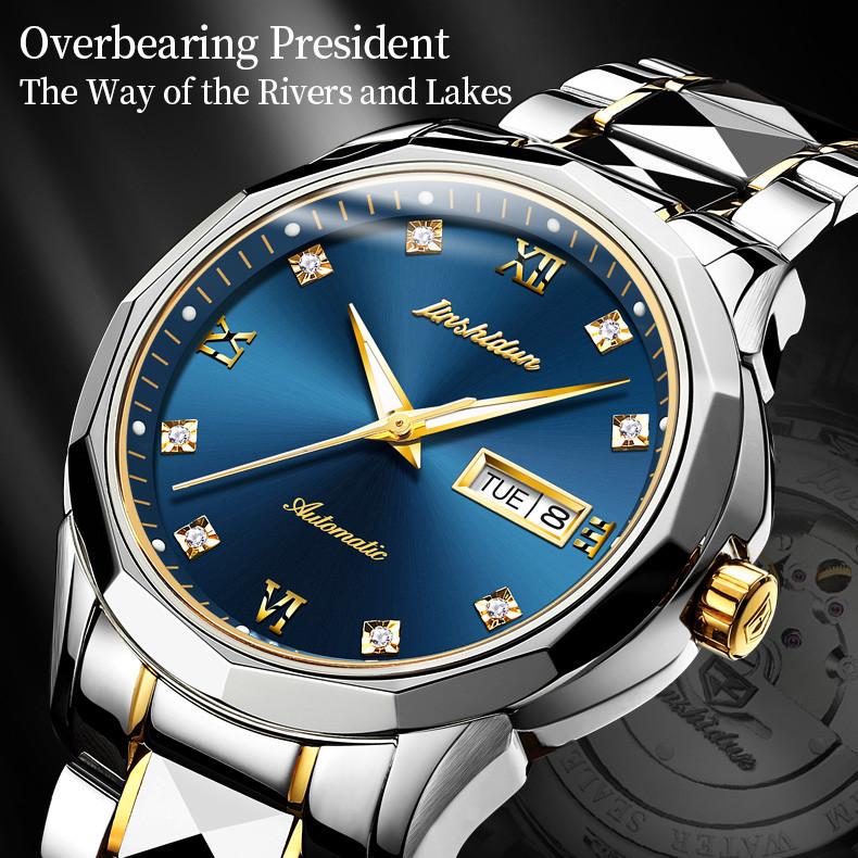 JINSHIDUN New Business and Leisure Men's Watch Automatic Mechanical Watch Luminous Waterproof High-end Business Watch Male