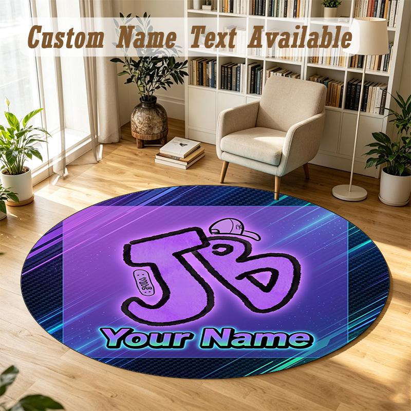 Round Rug Custom NameJustin Bieber Pattern Non Slip Carpet Home Floor Decor