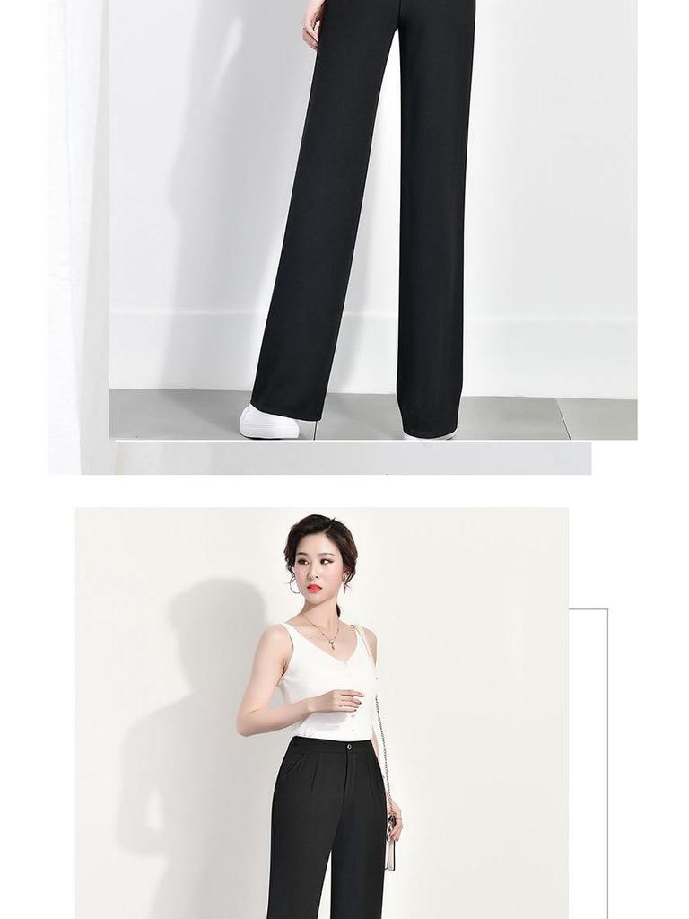 Women's High Waist Wide Leg Pants with Elastic Waist - Black, Loose Fit, Perfect for Spring and Summer