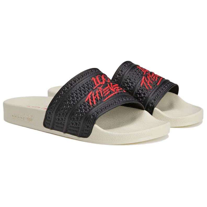 100 Thieves x adidas Adilette Slide Черные Красные Унисекс Кроссовки Core-Black JR9152