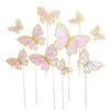 10pcs Butterfly Cake Insert Pink Paper Butterfly Card Festival Plugin Baking Decoration Flag Inserts Birthday Wedding Decoration