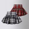 Girls Layered Skirt Teenage Children Short Tutu Skirt College Style Plaid High Waist Summer Thin Versatile Dance Skirt for Kids 2-12 Years