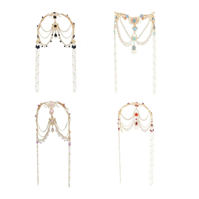 Экзотическое украшение на лоб, Роскошное украшение на лоб с жемчужной подвеской, Стильная бахрома, Головной убор для вечеринок