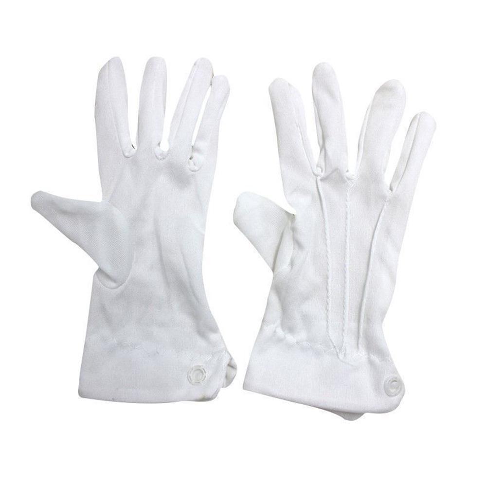 1pairs Formal Tuxedo Gloves - Nylon Guard Parade Gloves for Men and Women, White Cotton Marching Band Dress Gloves