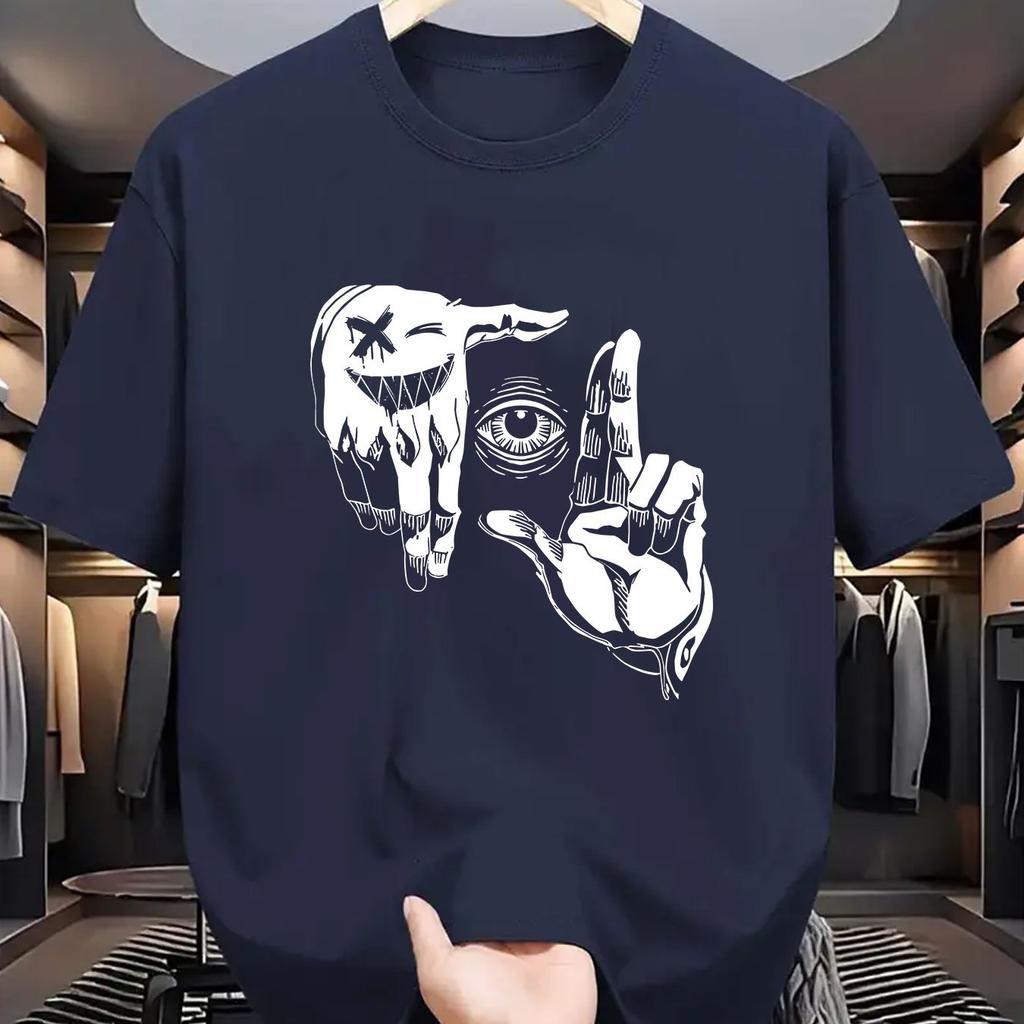 XXS-6XL Плюс Размер Мужская футболка Летняя Повседневная Свободная Персонализированный Узор Круглый Вырез Короткие Рукава Футболка Топы Мужская Одежда