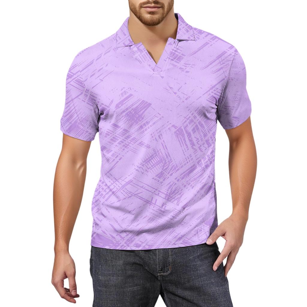 Мужская модная футболка для гольфа с коротким рукавом и V-образным вырезом