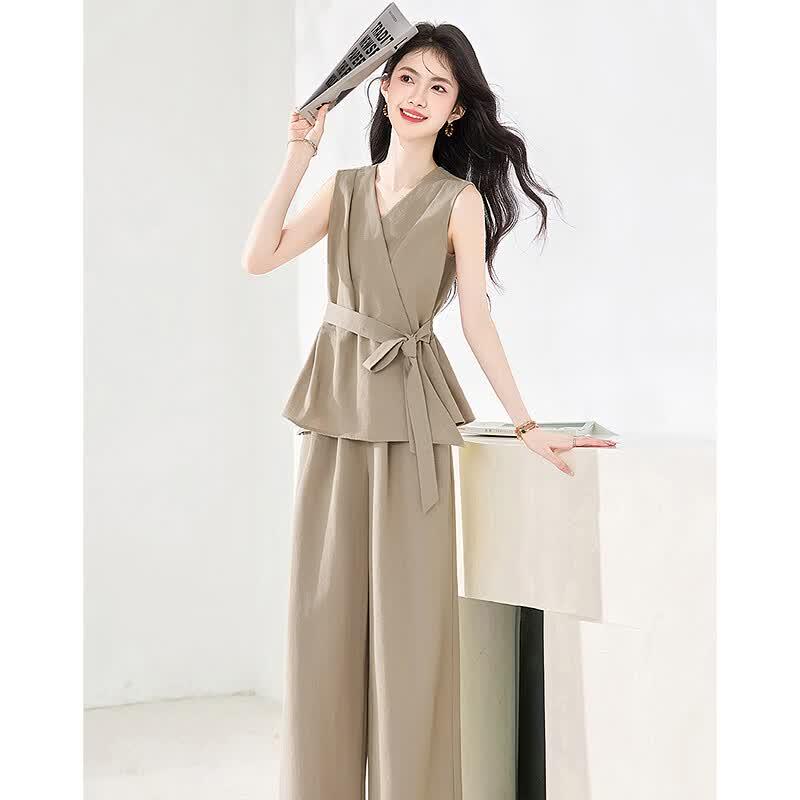 Women's Summer Chic V-neck Sleeveless Set