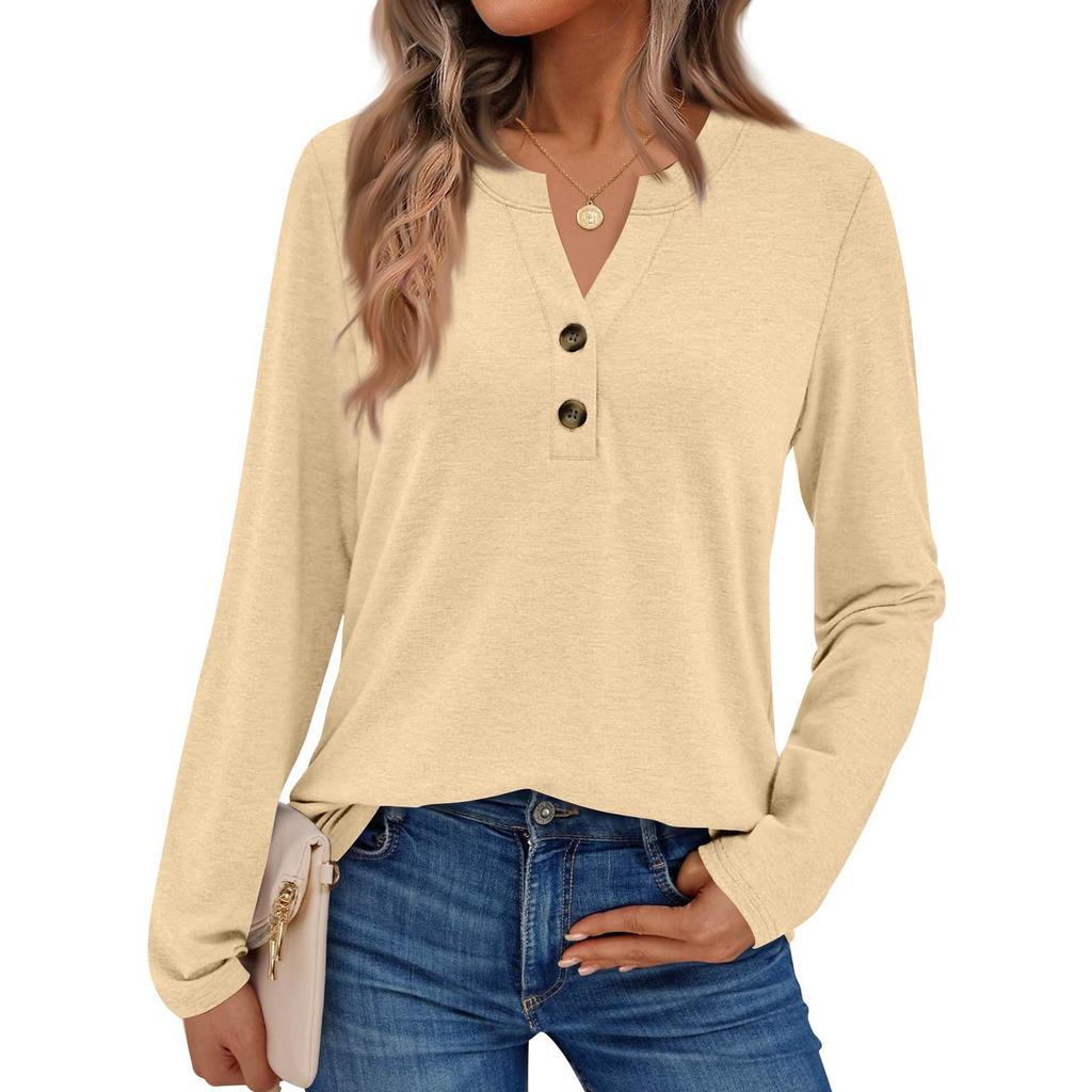 Women's Solid Color Long Sleeve Shirts Elegant Casual Tops Trendy Shirts Tops