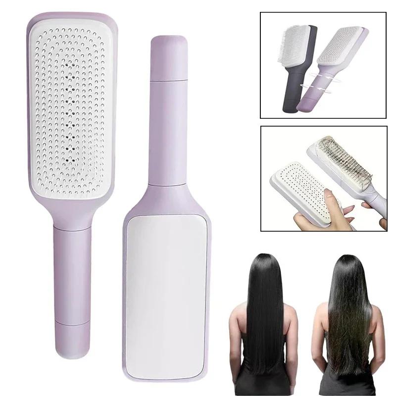 BEPAN Self Cleaning Hair Comb Massage Air Cushion Comb Rotatable Anti-static Hair Smoothing Brush Anti-Static Self Cleaning Hair Combs