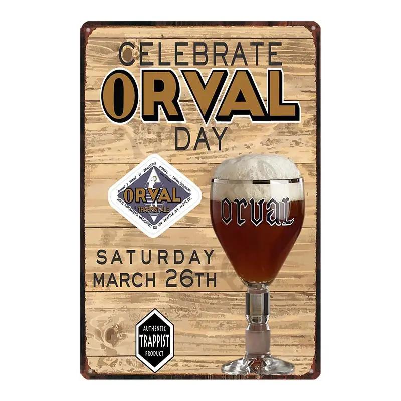 Belgian Beer Orval  Metal Tin Signs Retro Shabby Chi Plates For Wall Bar Home Pub Art Kitchen Coffee  Decor 30X20CM DU-8523B
