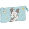 Safta Mickey Mouse Baby - Triple Pencil Case, Children's Pencil Case, Ideal for School-Age Children, Comfortable and Versatile,