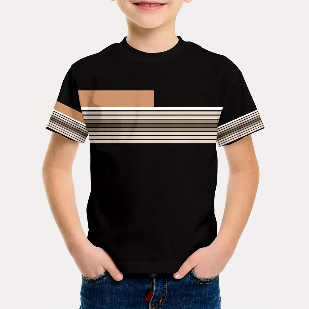 Kids Boys Clothes Simple Paris Letter Print Short Sleeve T Shirt Children Boys Casual Comfortable Tees Children Top