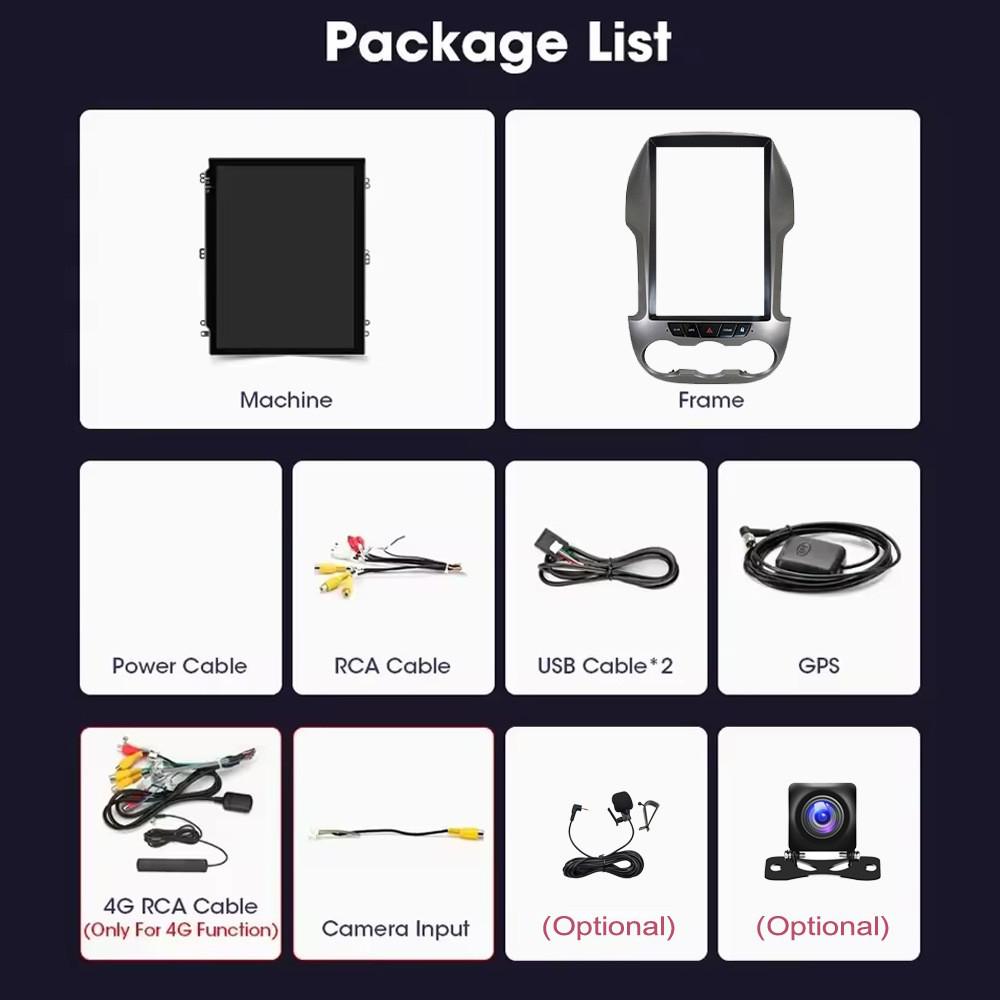 Ford Ranger Android Вертикальный Экран GPS Навигация с HD Камерой Заднего Вида и CarPlay