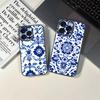 Сине-белый фарфоровый чехол для телефона для iPhone 16 15 14 13 12 17 PRO MAX PLUS Mini, мягкий ТПУ, приятный для кожи чехол