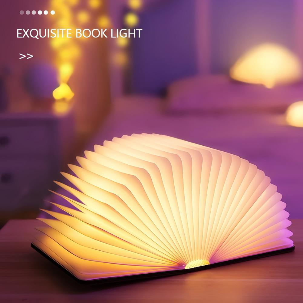 Светодиодный деревянный светильник для книг 3D креативный USB перезаряжаемый магнитный ночник складная светящаяся книга для детей подарок на день рождения Рождество