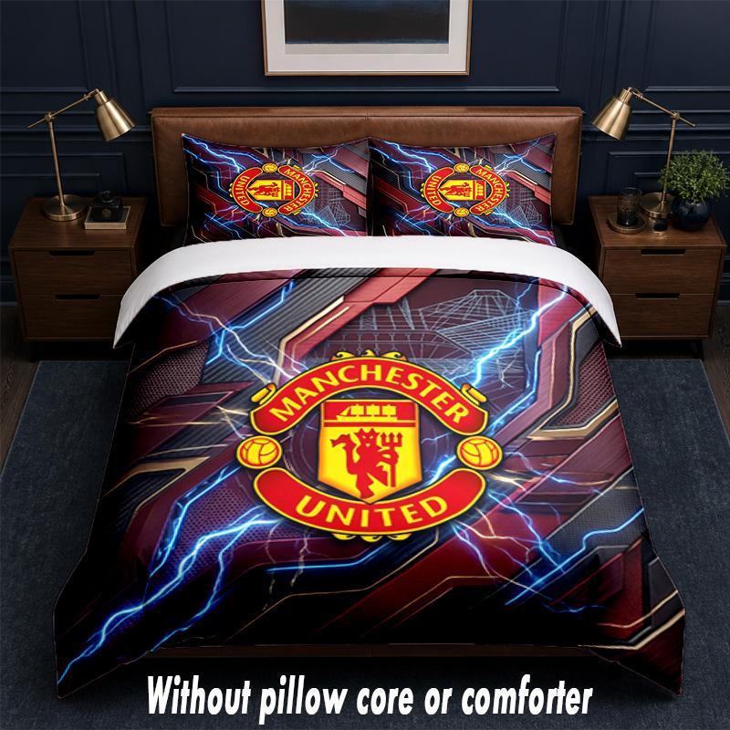 Дизайн Manchester United Постельное белье 1 пододеяльник + 2 наволочки Мягкое дышащее домашнее постельное белье