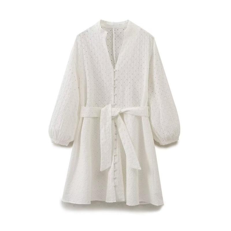 Summer Holiday Hollow Embroidery Dress - European & American Style Women's Street Fashion